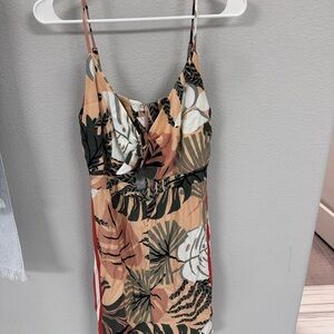 FARM Rio Tan Green White Tropical Mini Dress